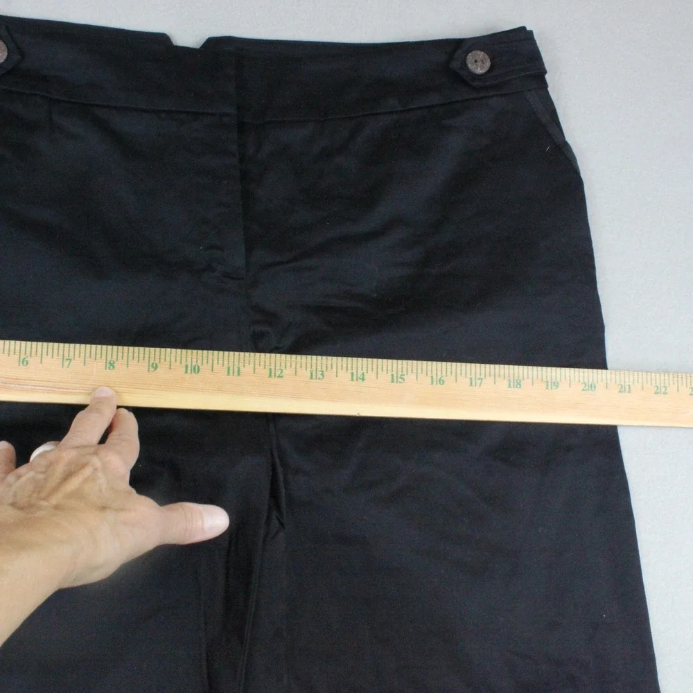 AB Studio Bermuda Shorts Stretch Cotton Button Tab 12 Black Career Casual Summer